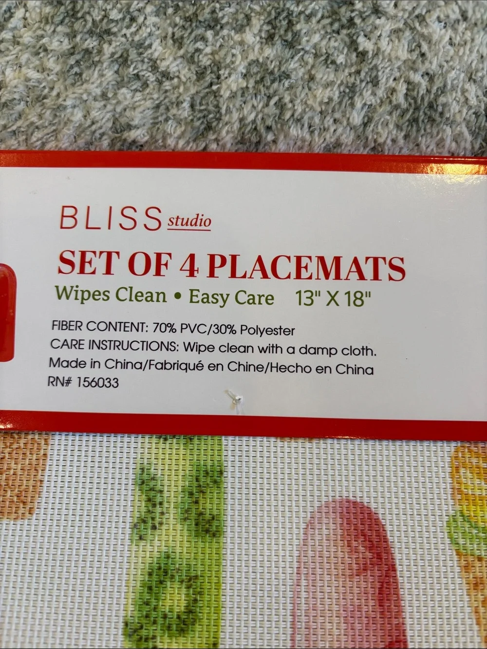 Ice Cream Popsicle Placemat Set of 4 NWT Bliss Studio 13x18” pvc polyester